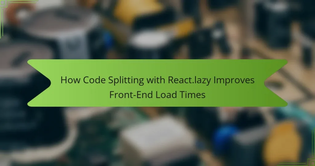 How Code Splitting with React.lazy Improves Front-End Load Times