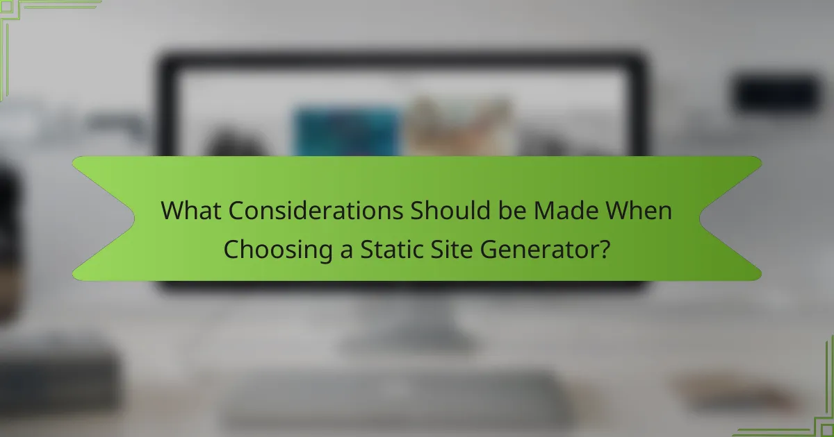 What Considerations Should be Made When Choosing a Static Site Generator?